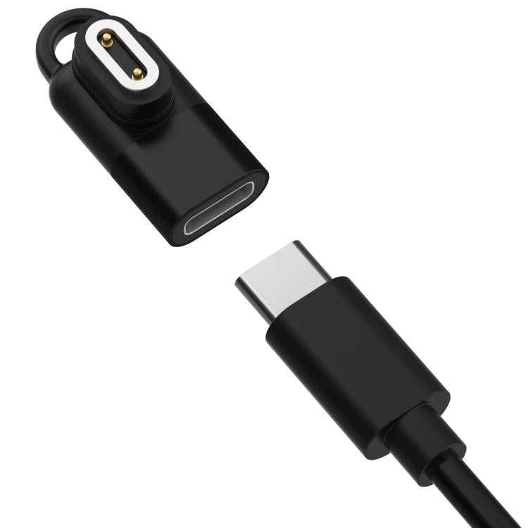 Black watch charging adapter and separate USB-C cable connector