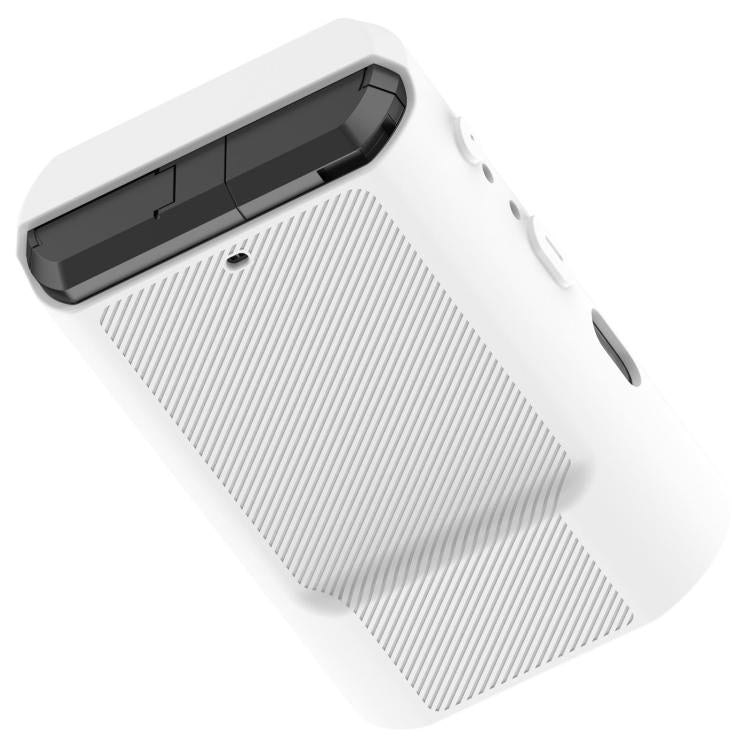 Black-and-white silicone case with vented grille panel and side cutouts