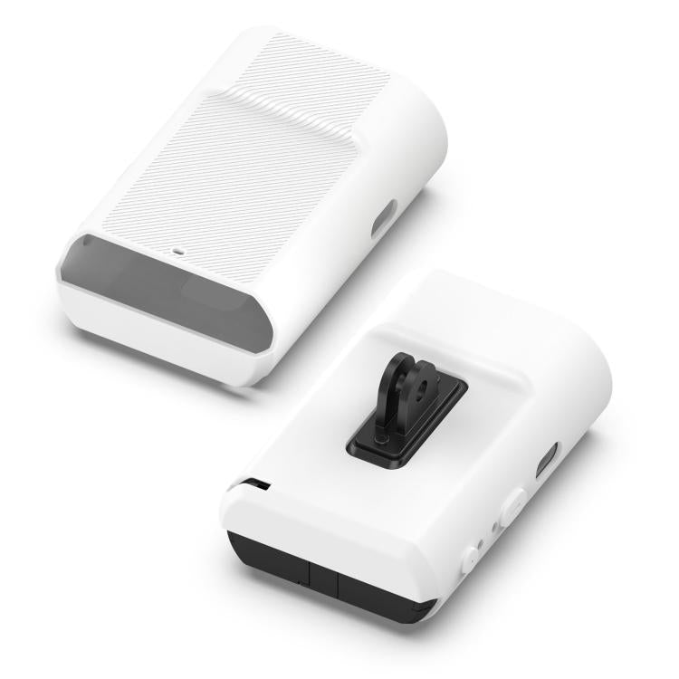 White silicone protective case set with mount and textured top panel