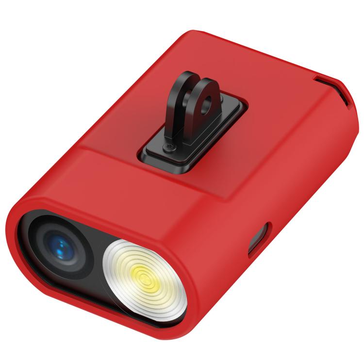 Red silicone protective case with front lens opening and top mount bracket