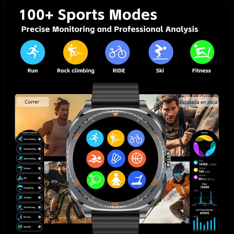 G99 black sports smartwatch displaying colorful activity icons and sports tracking data.