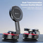Rotating alloy magnetic vacuum phone holder with carbon-look disc, black base, red ring