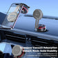 Rotating alloy magnetic vacuum phone holder on car dashboard with two magnetic discs
