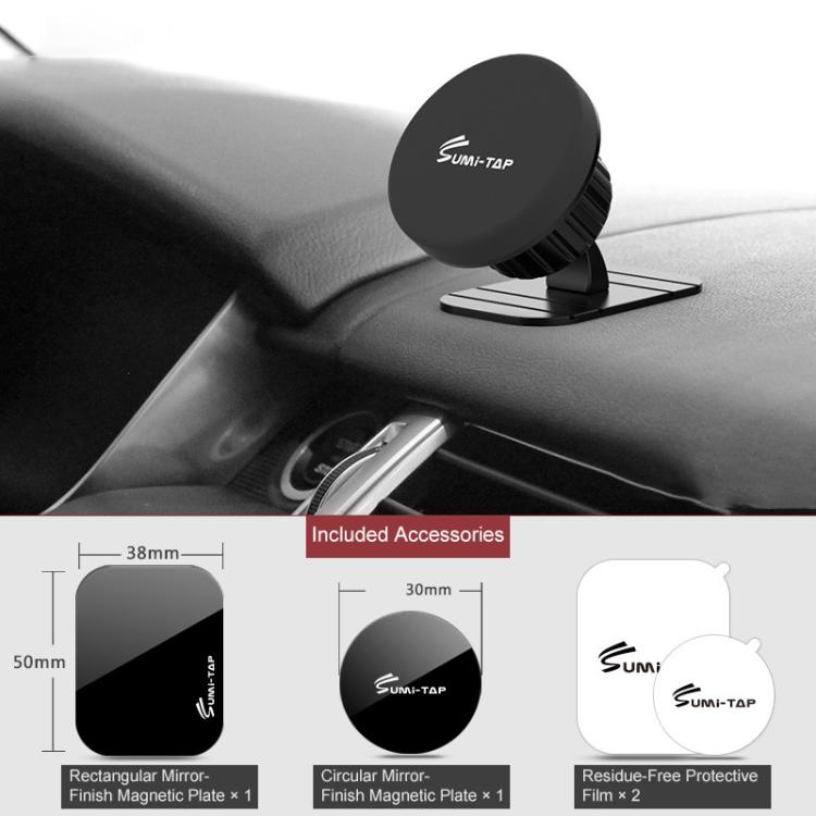 Magnetic car phone holder on dashboard with included mirror plates set