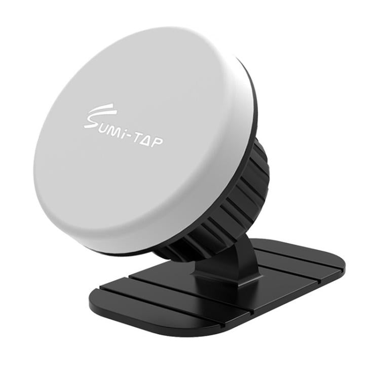 Magnetic car phone holder with round adhesive mount, white finish