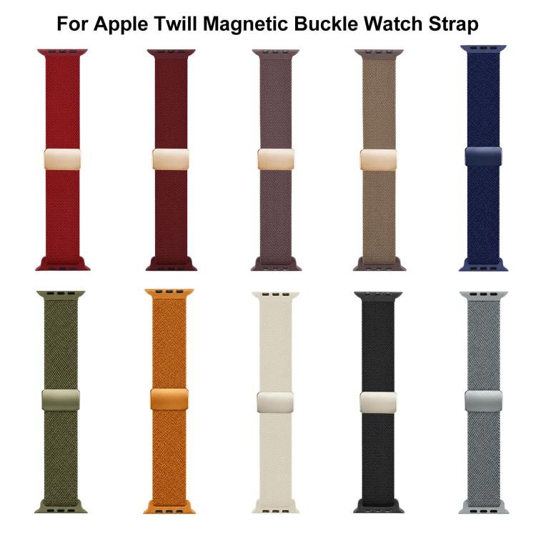 Nylon twill Apple Watch bands in ten colors with magnetic buckles