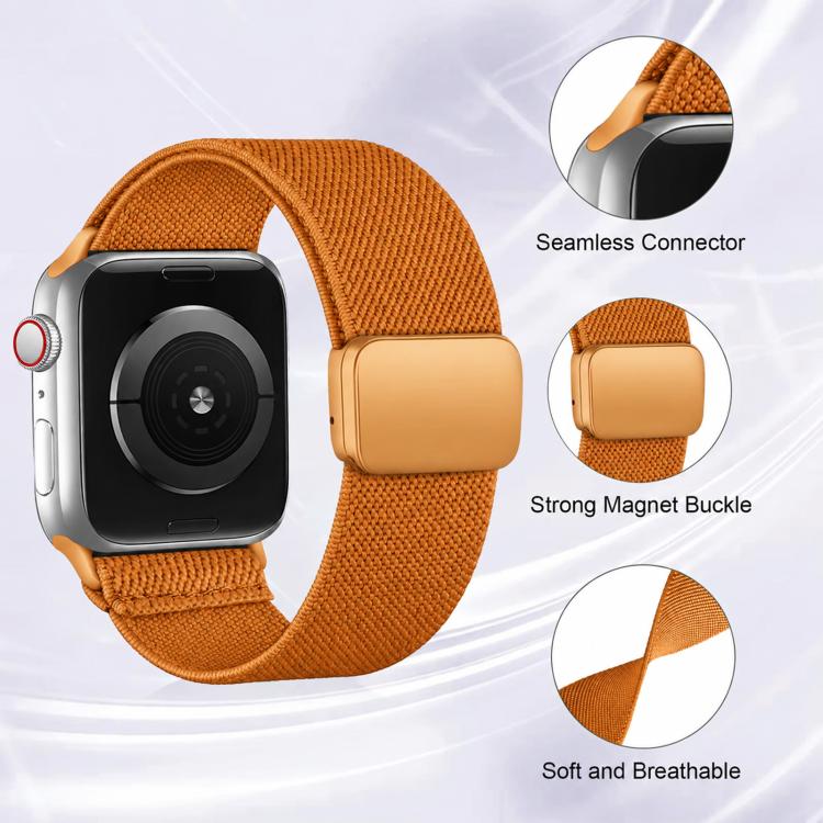 xDfind orange nylon twill watch band with magnetic buckle and watch connector