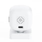 White indoor dome surveillance camera on stand with front speaker grille