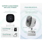 White surveillance camera on stand with foldable head and storage/charging ports