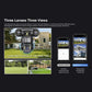 Solar triple-lens security camera with smartphone app views for monitoring