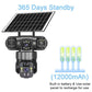 Solar-powered 360° security camera with built-in battery and large solar panel