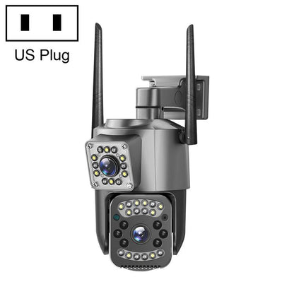 Dual-lens WiFi surveillance camera with US plug and two rotating antennas