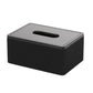 Rectangular black sound privacy device with gray lid and top slot