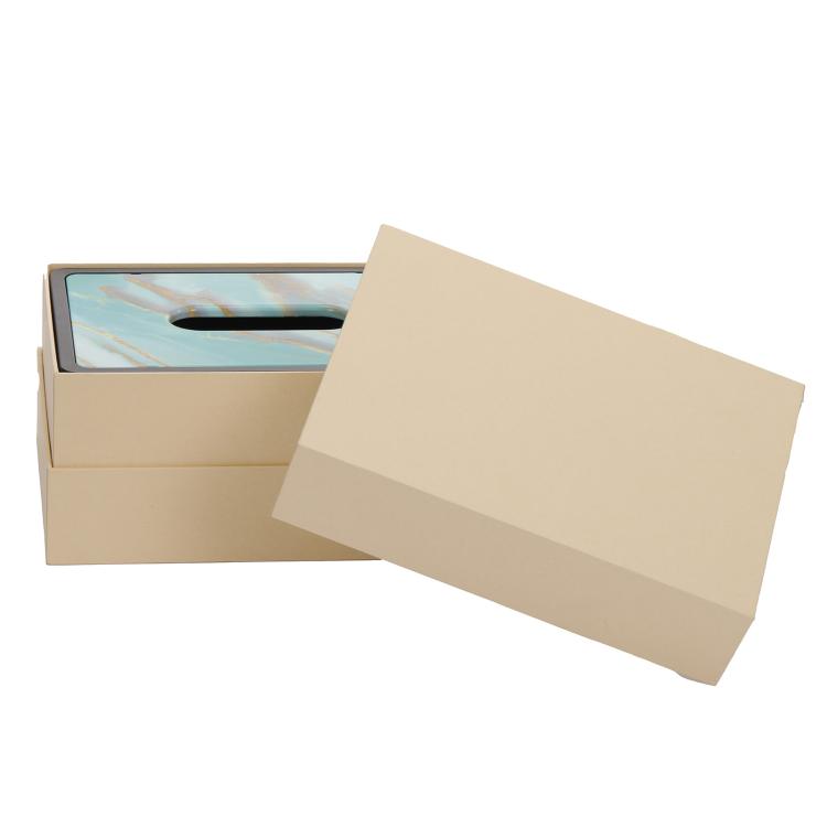 Cardboard packaging box with window showing an acoustic privacy device inside