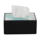 Black sound privacy device with multi-color tissue insert and top opening