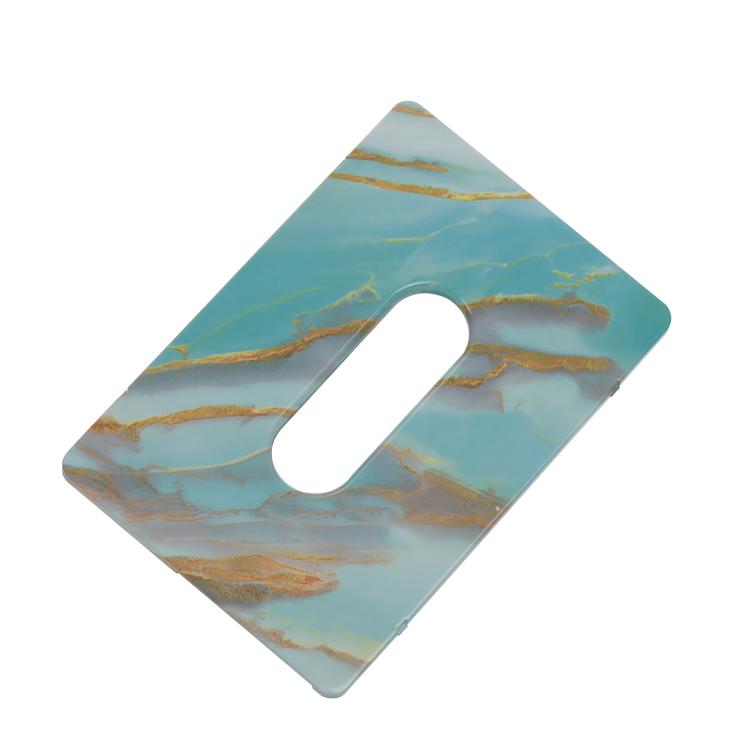 Blue and gold marbled privacy panel with oval cutout