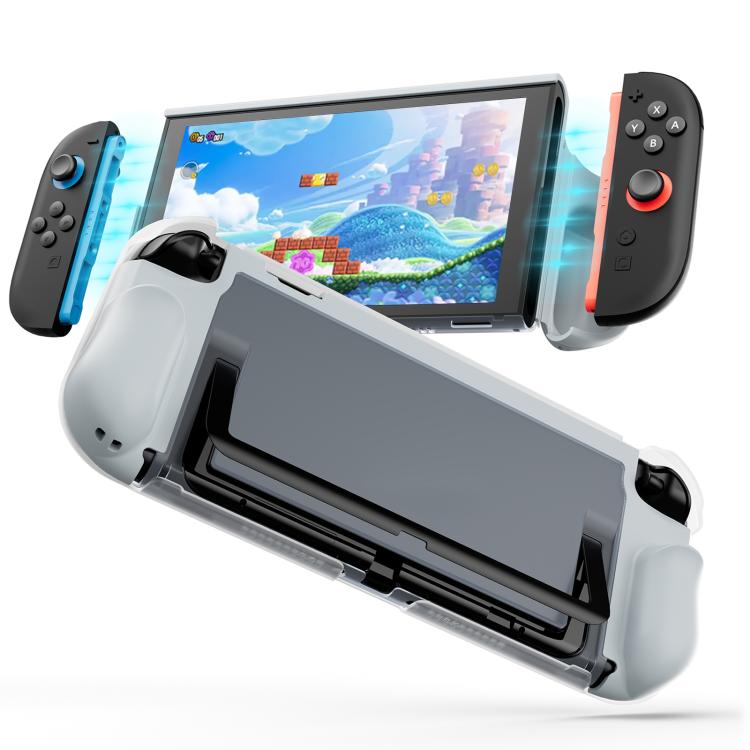 Transparent TPU protective case with front cover for Nintendo Switch 2, white/gray