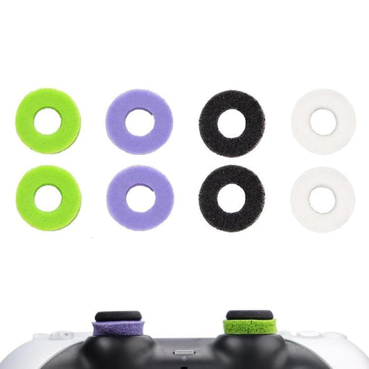 Set of eight soft silicone aiming rings in green, purple, black, and white
