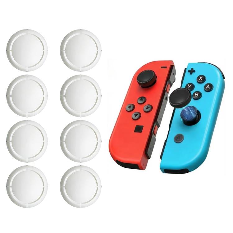Set of eight white joystick thumb grip caps for game controllers