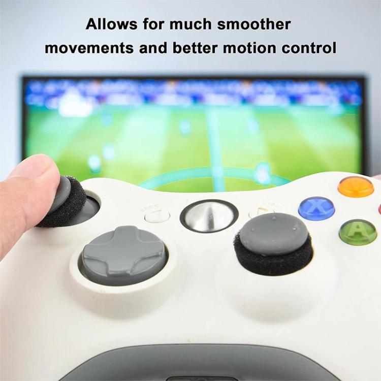 Black foam joystick damping ring being placed on a thumbstick
