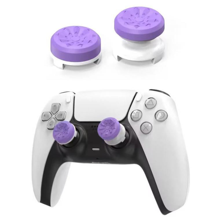 Two-piece joystick thumbstick extender caps with anti-slip textured grips, purple
