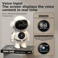 White desktop AI robot toy with front face display and round clock screen