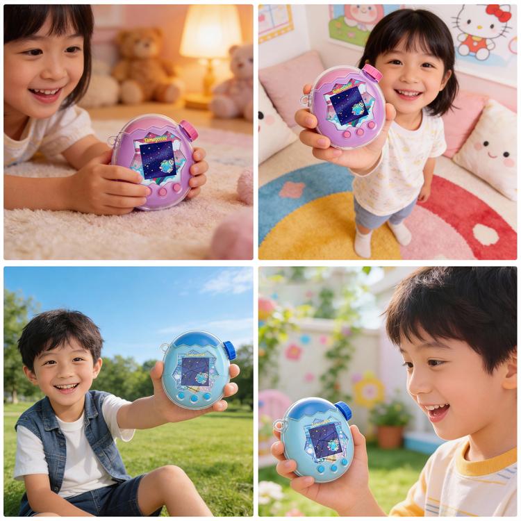 Glitter crystal protective case for Tamagotchi Paradise, pink with clear screen window