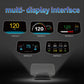 Car HUD showing multi-display interface layouts with speed and system gauges