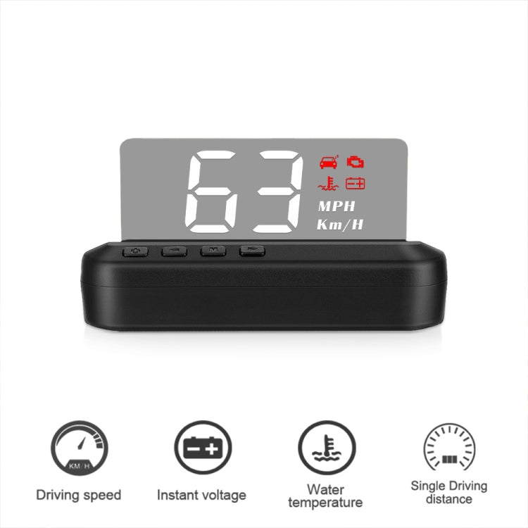 C100 car HUD head-up display with speed readout and red dashboard warning icons