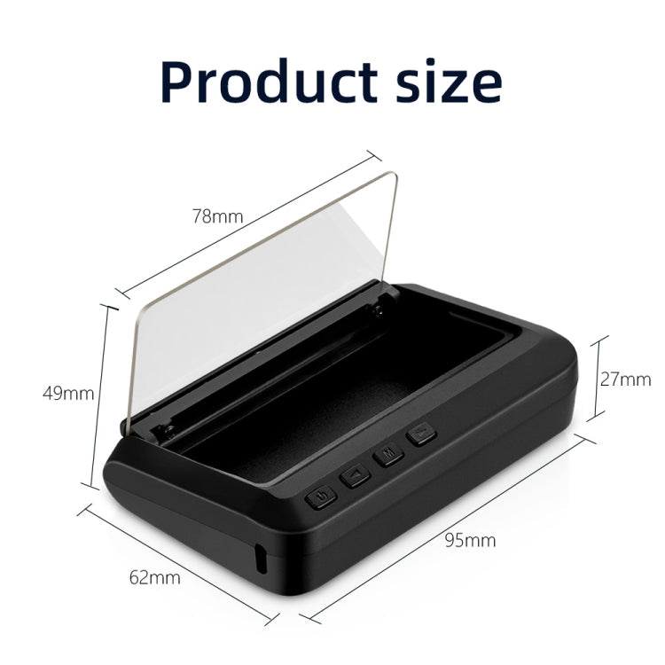 C100 car HUD head-up display base with transparent viewing plate and control buttons
