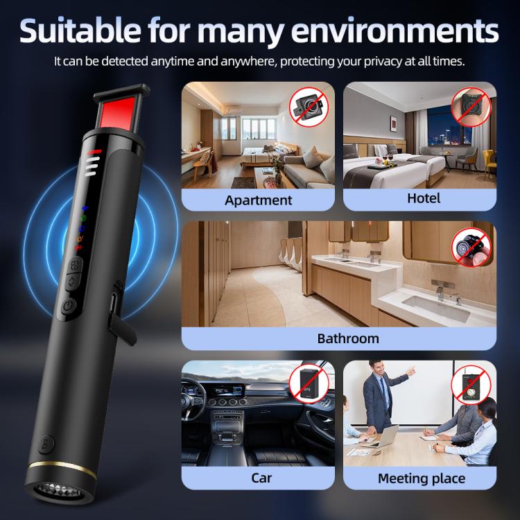 Portable black infrared detector with red display and indicator light