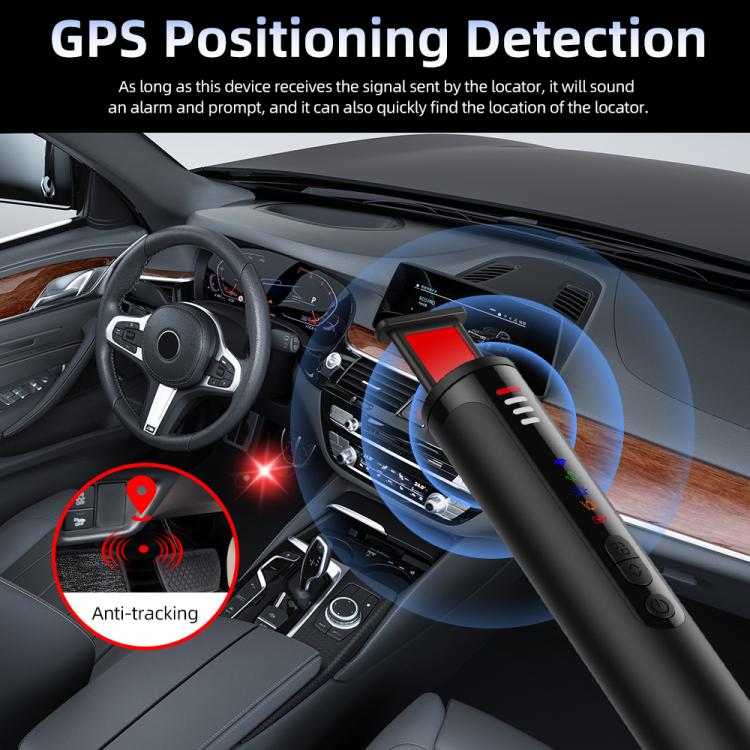 Black infrared detector with red top panel and blue alert ring
