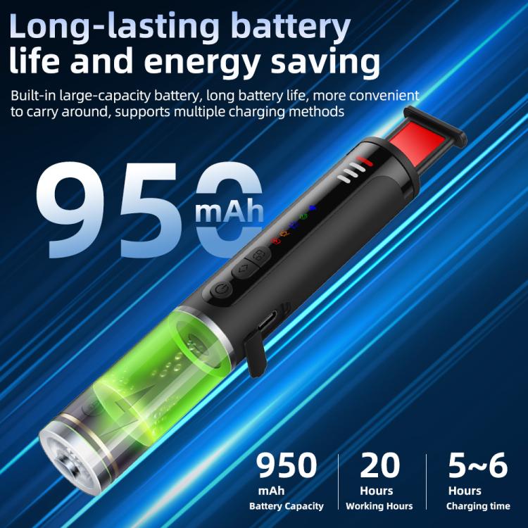 Black infrared detector with red top panel and 950 mAh battery graphic