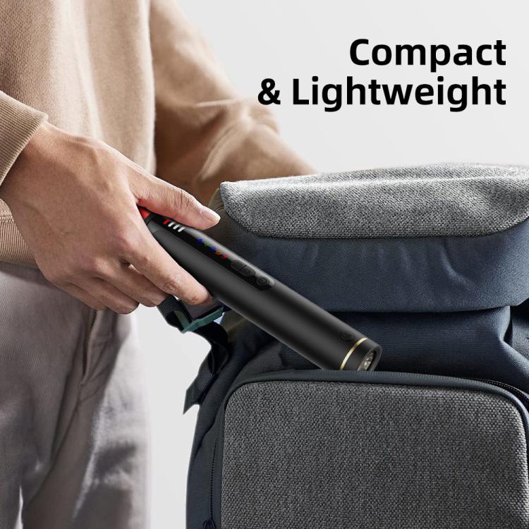Compact handheld black infrared detector with red top panel and carry strap