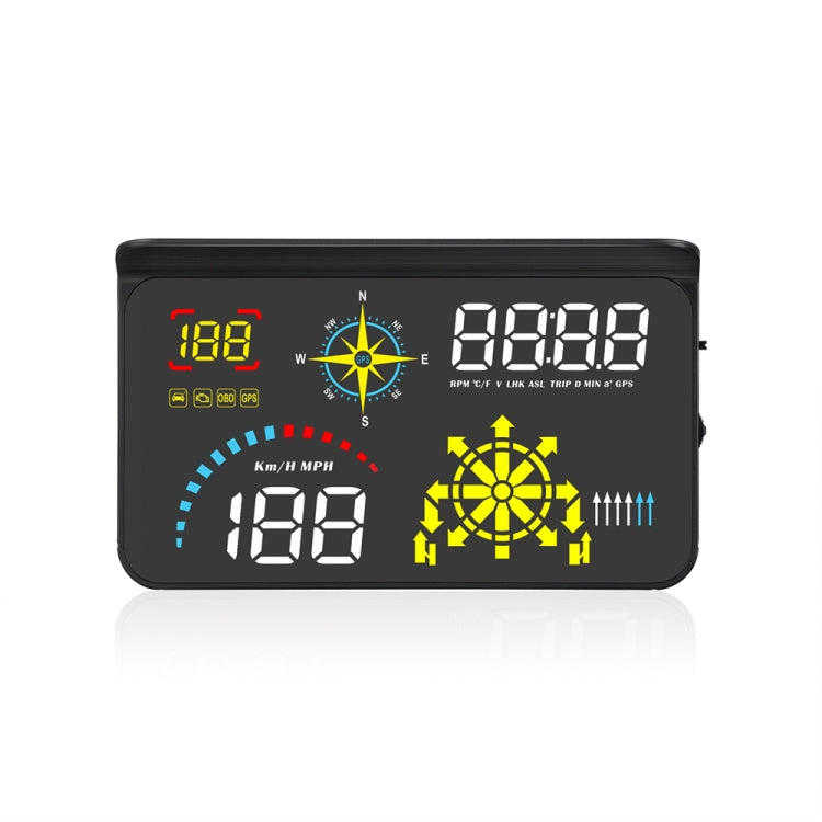 Black HUD display panel showing speed, compass, and warning bar graphics