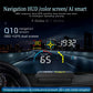 Car dashboard head-up display with multicolor HUD graphics and compact housing