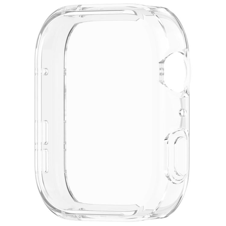 Clear full-coverage watch case with cutouts for the crown and side button