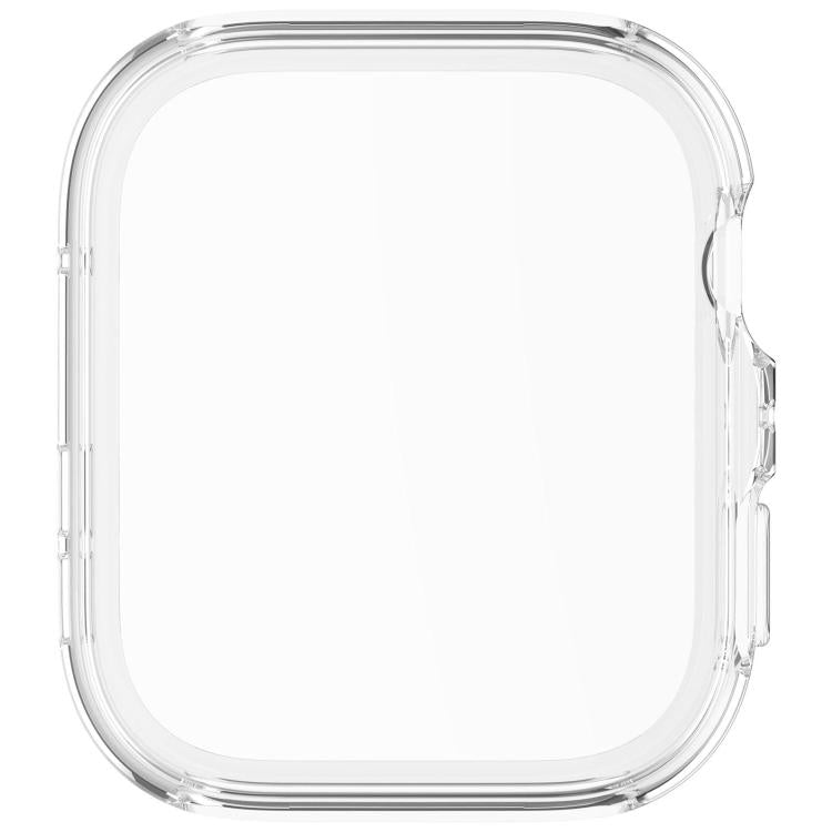 Clear full-coverage TPU watch case with raised edges and button cutouts