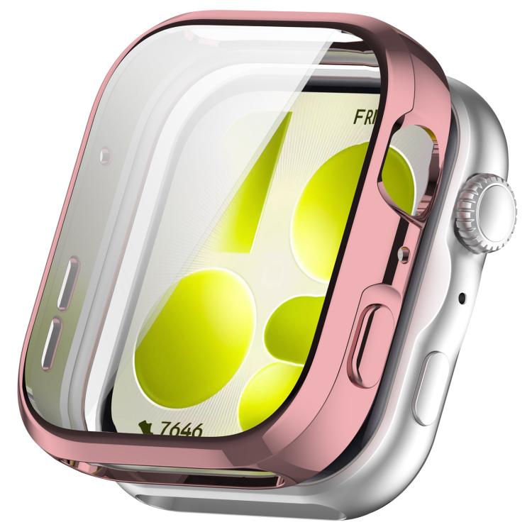 Clear full-coverage watch case with pink electroplated edging