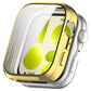 Clear full-coverage watch case with gold electroplated edging
