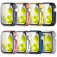Eight full-coverage watch cases in assorted colors, shown fitted on smartwatches