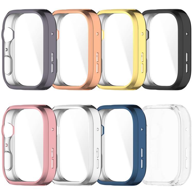 Eight full-coverage watch case shells in assorted colors, shown from the back