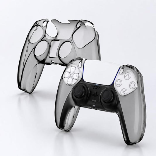 Clear crystal PS5 controller protective case set, two-piece covers for both halves