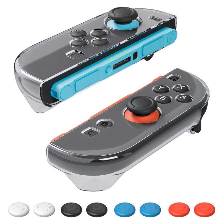 Crystal PC protective Joy-Con case set with blue accents and joystick cap set