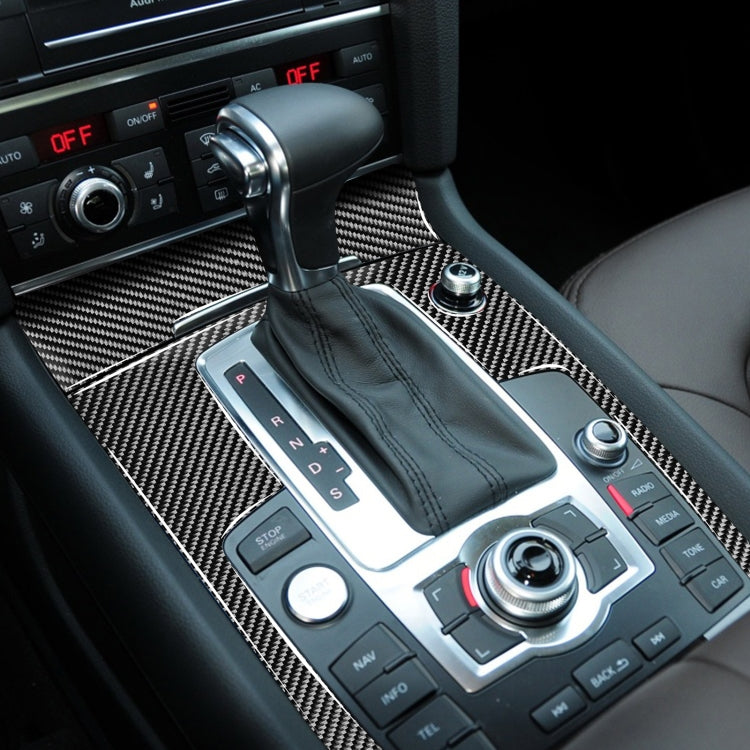 Carbon fiber gear area and cigarette lighter trim sticker, installed in car