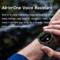 T8 Pro sport smartwatch with dark strap displaying its voice assistant interface
