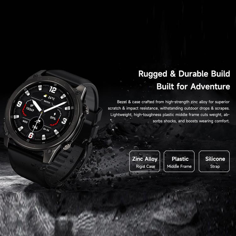 Black T8 Pro smartwatch with rugged case, numbered bezel and silicone strap