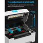 Waybill label printer adjustable print width graphic with open mechanism and measuring scale