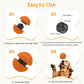 Orange pet toy ball with open/close shell design shown