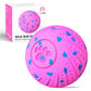 Pink textured smart pet toy ball with blue paw-print pattern, 80mm diameter